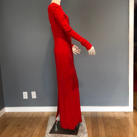 NWOT Antonio Berardi Red Lace Insert Gown Sz 4 - Picture 5 of 7